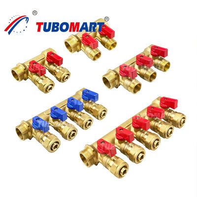 3 - 12 আউটলেট ব্রাস Pex Manifold 1/2 ইঞ্চি 150 Psi Pex পাইপ Manifold সিস্টেম