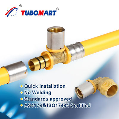 Tubomart গ্যাস সরবরাহ PEX আল PEX পাইপ কম্পোজিট লেজার পাইপিং উপকরণ হলুদ রোল প্রতি কাস্টমাইজড PEX গ্যাস পাইপ