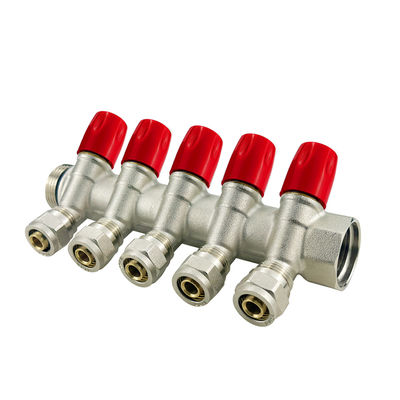 OEM 2-6ways ব্রাস পেক্স ম্যানিফোল্ড কাস্টমাইজড আকার / সাধারণ তাপমাত্রা মিডিয়া জন্য মেঝে গরম অংশ