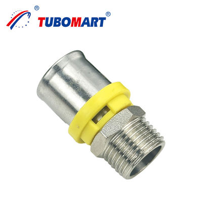Tubomart CW614N গ্যাস পাইপ ফিটিং 1/4-4' PN25 প্রেস ফিটিং PEX হলুদ সমান হাতা গ্যাস ফিটিং