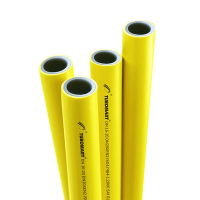 OEM TUBOMART PEX-AL-PEX হলুদ পাইপ উচ্চ নিরাপত্তা গ্যাস সিস্টেমের জন্য মাল্টিলেয়ার অ্যালুমিনিয়াম পাইপ