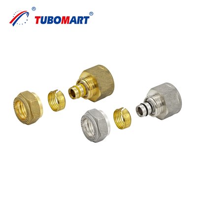 Tubomart OEM থ্রেড স্ক্রু ব্রাস ফিটিংস মাল্টিলেয়ার PEX AL PEX পাইপস ওয়াটার গ্যাস কম্প্রেশন ফিটিংস পাইপিং জন্য