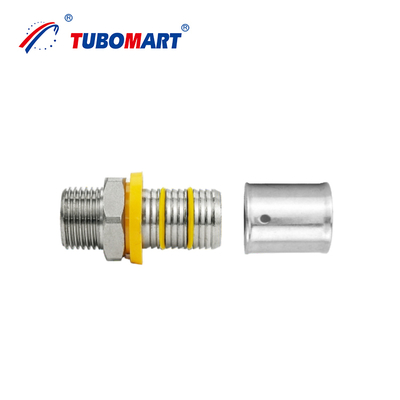 Tubomart কাস্টমাইজড সাপোর্ট OEM ব্রাস PEX AL PEX ফিটিং গ্যাস পাইপ সিস্টেম হলুদ 16-32MM সকেট টি কনুই