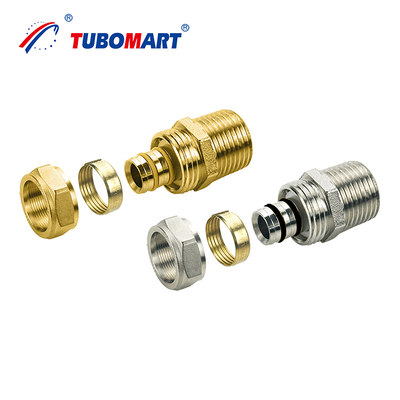 OEM গ্যাস/পানি সিস্টেম Pex Al Pex কম্প্রেশন প্লাবিং ফিটিংস টেকসই কম্প্রেশন ব্রাস ইউনিয়ন ফিটিং দীর্ঘ জীবনকাল সহ
