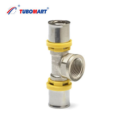 TUBOMART OEM Plumbing Press Fittings Multilayer PEX Equal Tee Brass Gas Pipe Fittings