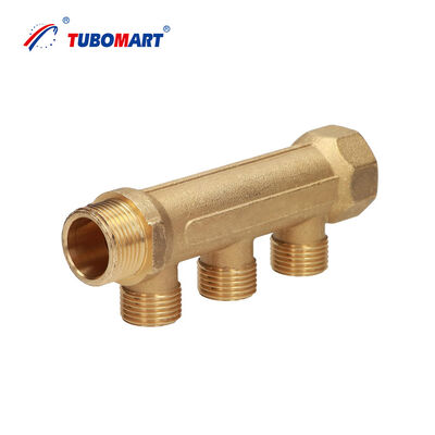 Tubomart OEM ব্রাস সংগ্রাহক রঙ 2-6 উপায় Manifold জল 36mm 50mm তলদেশের পায়ের পাতার মোজাবিশেষ ব্রাস জল Manifold ঘর মেঝে গরম করার জন্য